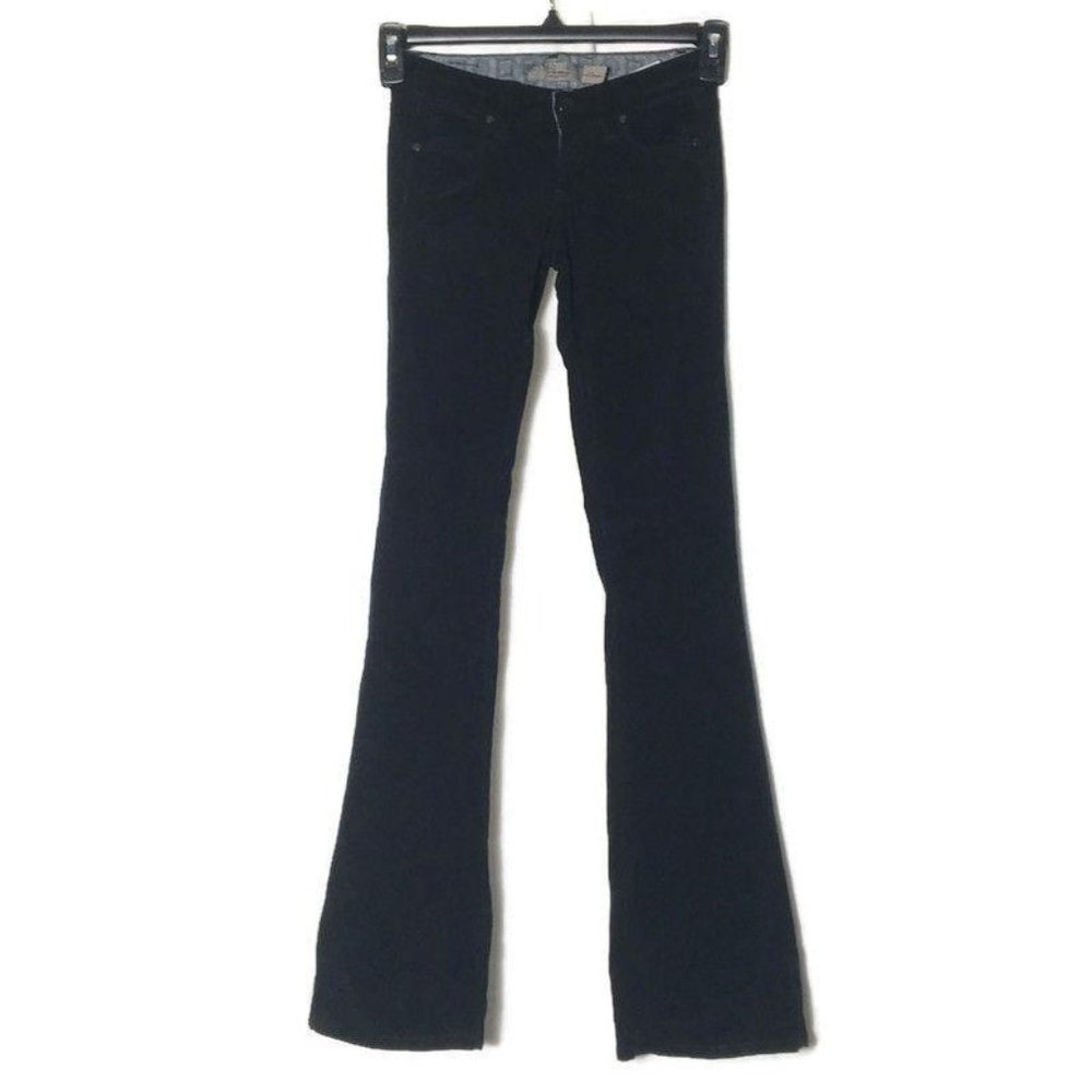 Paige Laurel Canyon Black Velvet Jeans 23 Cotton